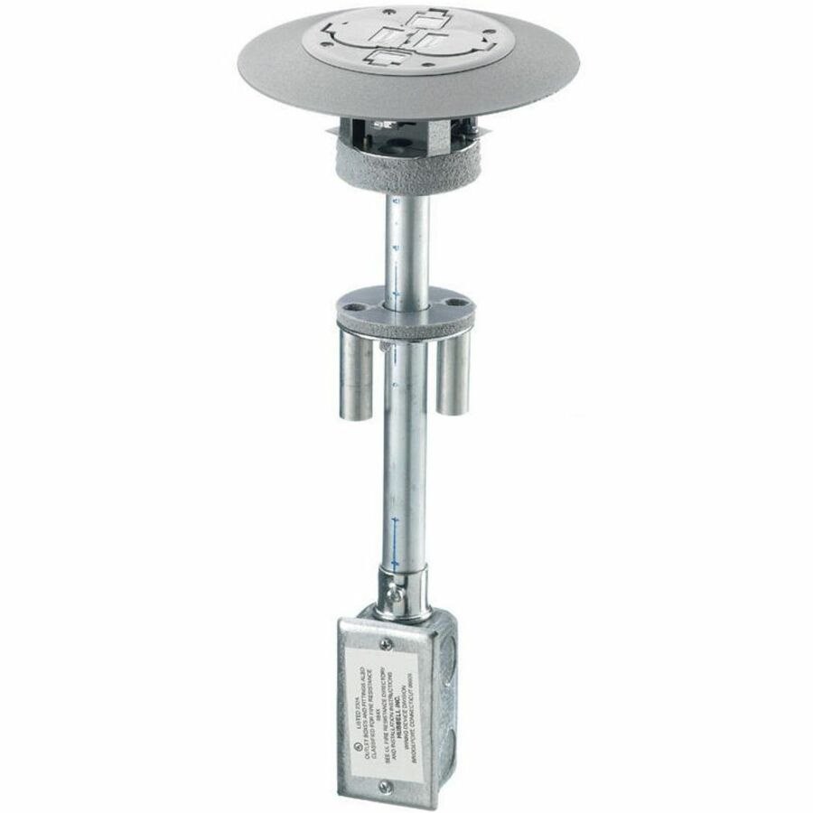 Hubbell Premise Wiring 2x2 Flush Duplex Series, Complete Unit, Isolated Ground, Gray