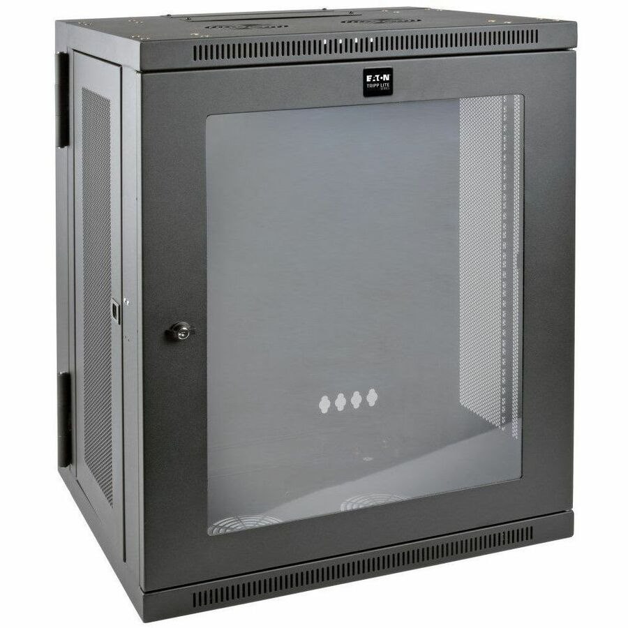 Eaton Tripp Lite Series SmartRack 15U Low-Profile Switch-Depth Wall-Mount Half-Height Rack Enclosure, Clear Acrylic Window, Hinged Back