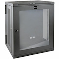 Eaton Tripp Lite Series SmartRack 15U Low-Profile Switch-Depth Wall-Mount Half-Height Rack Enclosure, Clear Acrylic Window, Hinged Back