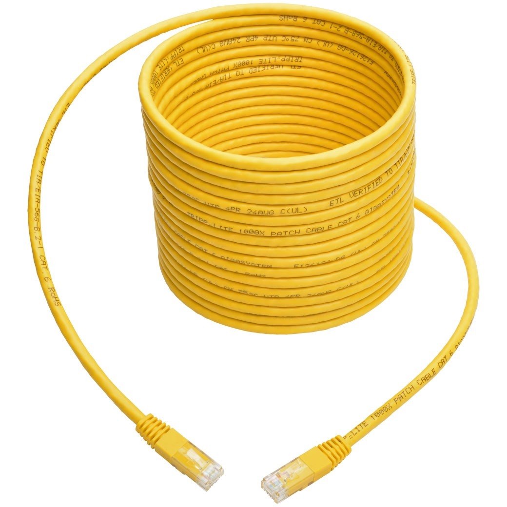 Eaton Tripp Lite Series Cat6 Gigabit Molded (UTP) Ethernet Cable (RJ45 M/M), PoE, Yellow, 25 ft. (7.62 m)