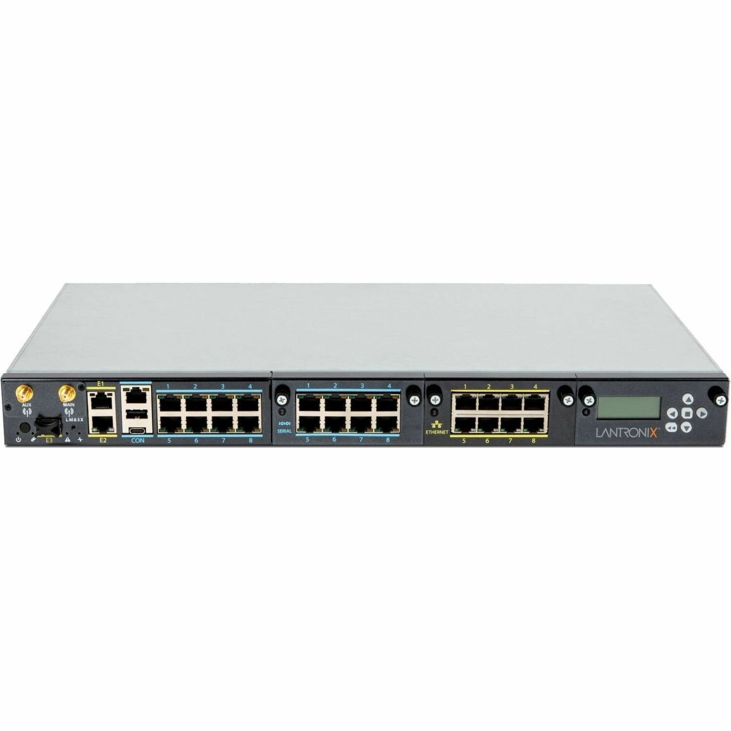LM83X Console Server with 8 total serial ports, dual DC power