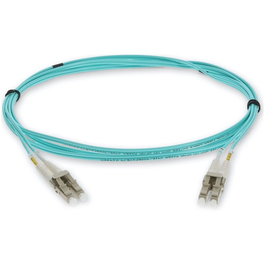 AddOn 1m LC to LC Aqua OM3 Duplex OFNR (Riser-Rated) Fiber Patch Cable