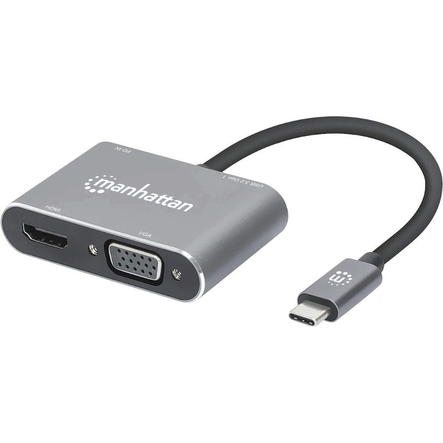 Manhattan Usb-C To Hdmi/Vga 4-In-1 Docking Converter With Power Delivery