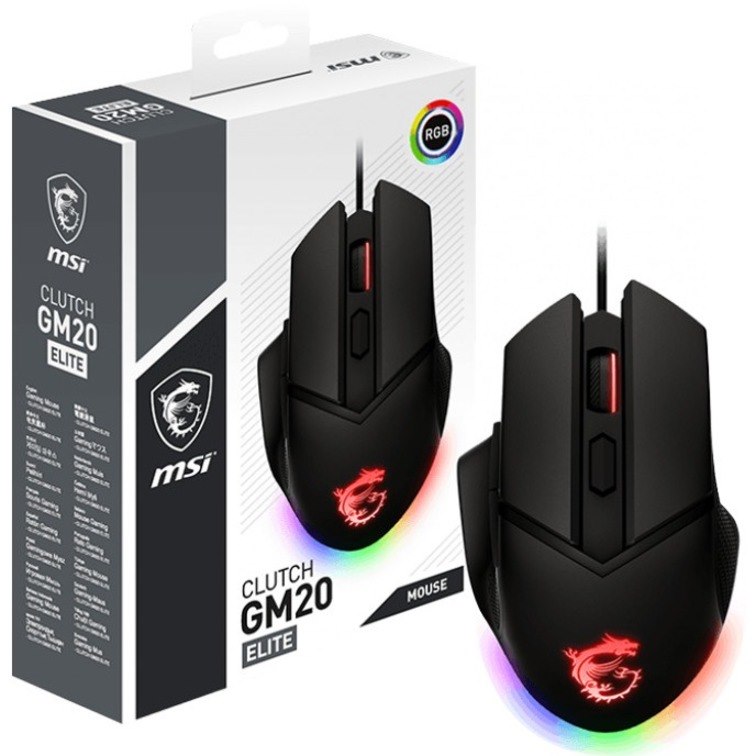 MSI Clutch GM20 Gaming Mouse - USB 2.0 - Optical - 6 Button(s) - Black