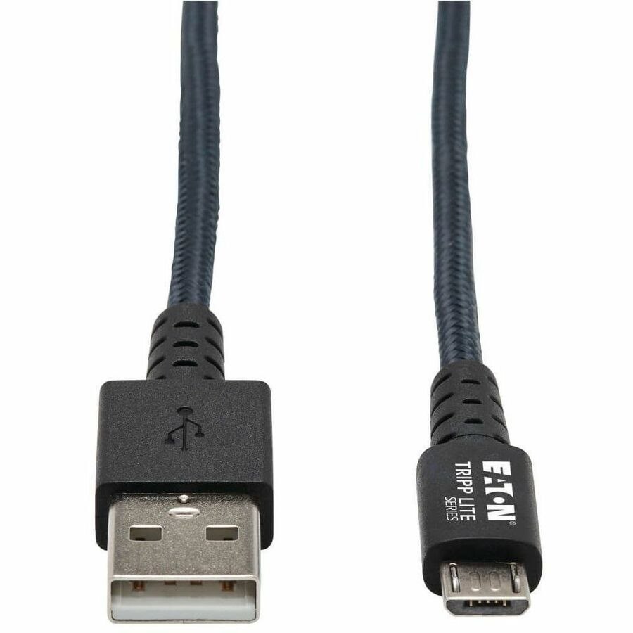 Eaton Tripp Lite Series Heavy-Duty USB 2.0 USB-A to Micro-B Cable - M/M, UHMWPE and Aramid Fibers, Gray, 10 ft. (3.05 m)