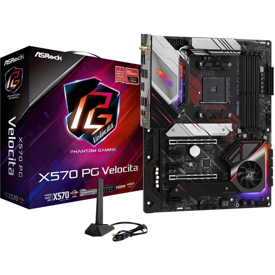 ASRock X570 PG Velocita Desktop Motherboard - AMD X570 Chipset - Socket AM4 - ATX
