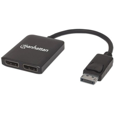 DisplayPort 1.2 to 2-Port DisplayPort 1.2 Splitter Hub with MST, 4K@30Hz, USB-A Powered, Video Wall Function, Black, Three Year Warranty, Blister