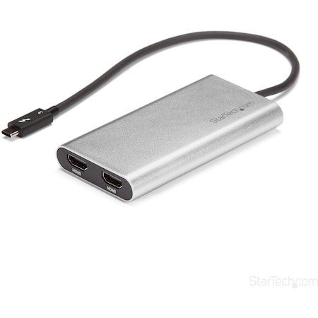 StarTech.com Thunderbolt to Dual HDMI 2.0 Adapter, Dual 4K 60Hz HDMI Video Converter, 2x Monitor Display Adapter, Mac & Windows