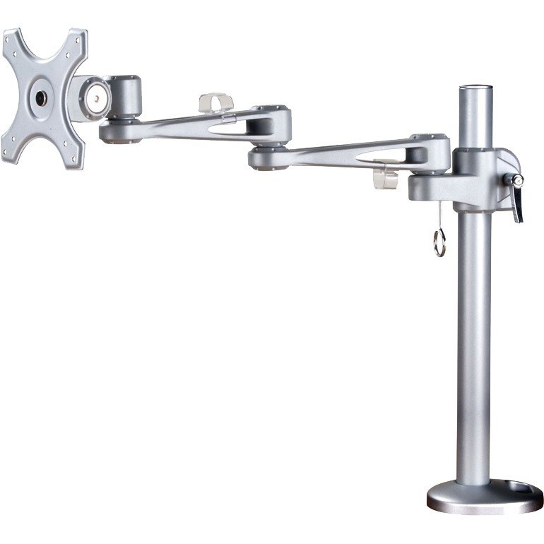 Newstar Full Motion Desk Mount (grommet) for 10-30" Monitor Screen, Height Adjustable - Silver