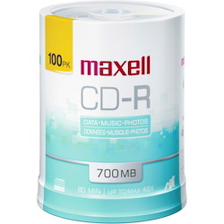 Maxell CD Recordable Media - CD-R - 48x - 700 MB - 100 / Pack - White