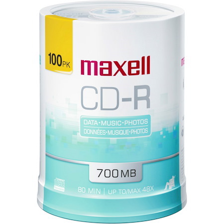 Maxell CD Recordable Media - CD-R - 48x - 700 MB - 100 / Pack - White