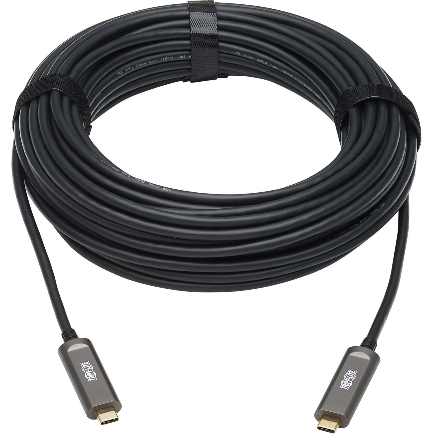 Tripp Lite by Eaton USB-C AOC Cable (M/M) - USB 3.2 Gen 2 (10 Gbps) Plenum-Rated Fiber Active Optical Cable - Data Only Black 15 m (49 ft.)