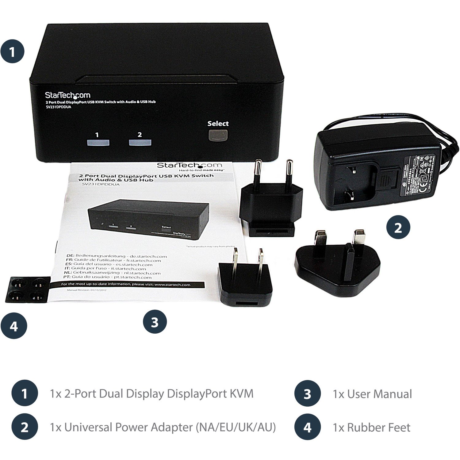 StarTech.com 2 Port Dual DisplayPort USB KVM Switch with Audio