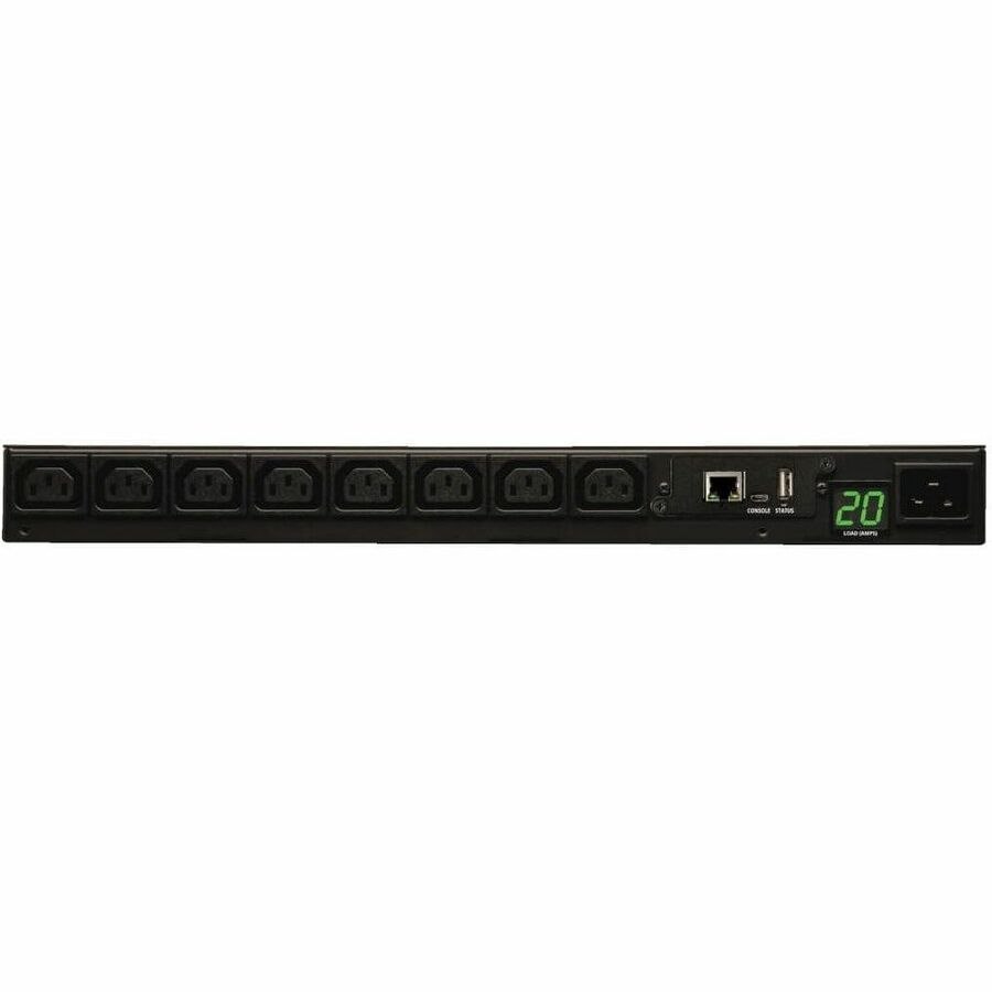 Eaton 3.7kW Single-Phase 208/230V Monitored PDU - LX Platform, 8 C13 Outlets, C20 Input with L6-20P Adapter, 2.4m Cord, 1U Rack-Mount, TAA