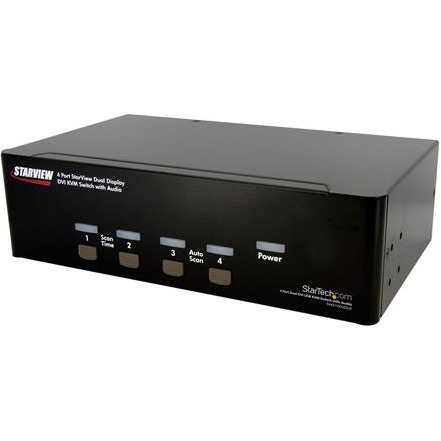 StarTech.com 4-Port Dual DVI USB KVM Switch with Audio and USB 2.0 Hub