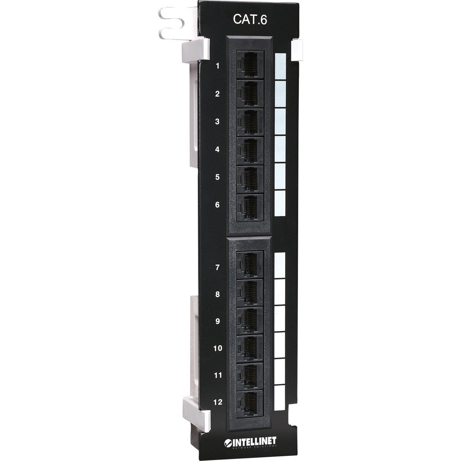 Intellinet Patch Panel, Cat6, Wall-mount, UTP, 12 Port, Black