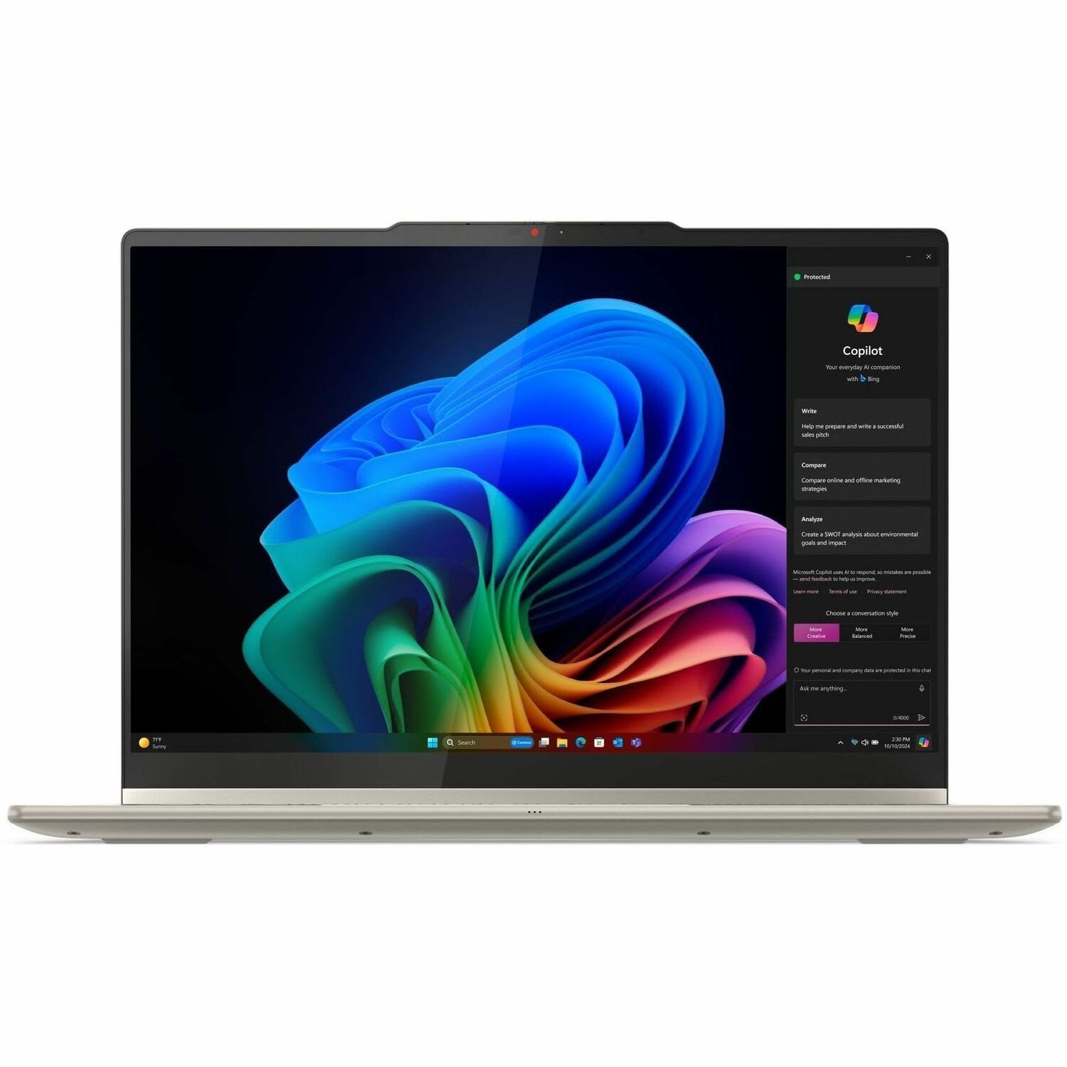 Lenovo Yoga 7 14AKP10 83JR0002US 14" Touchscreen Convertible Copilot+ PC 2 in 1 Notebook - WUXGA - AMD Ryzen AI 5 340 - 16 GB - 512 GB SSD - English Keyboard - Seashell