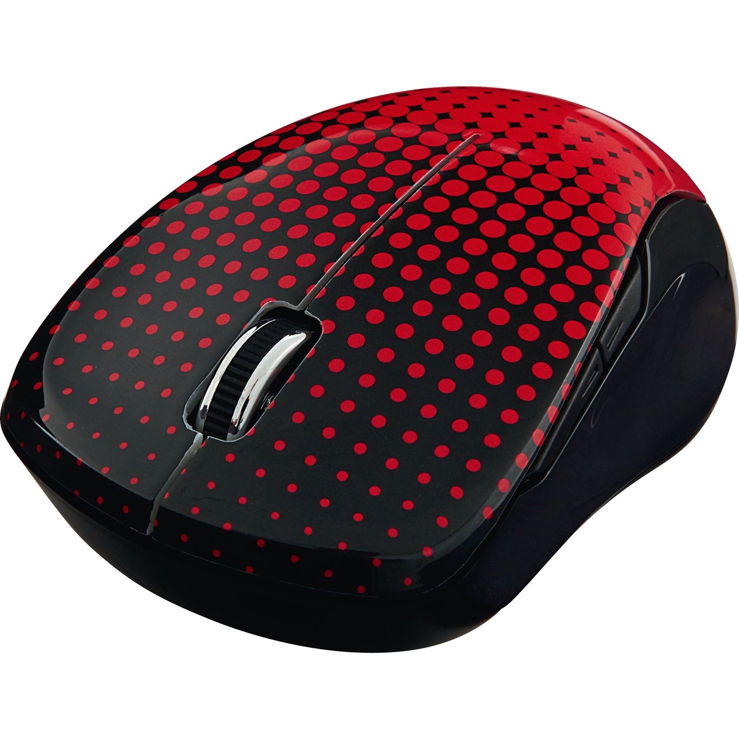 Verbatim Wireless Notebook Multi-Trac Blue LED Mouse - Dot Pattern Red