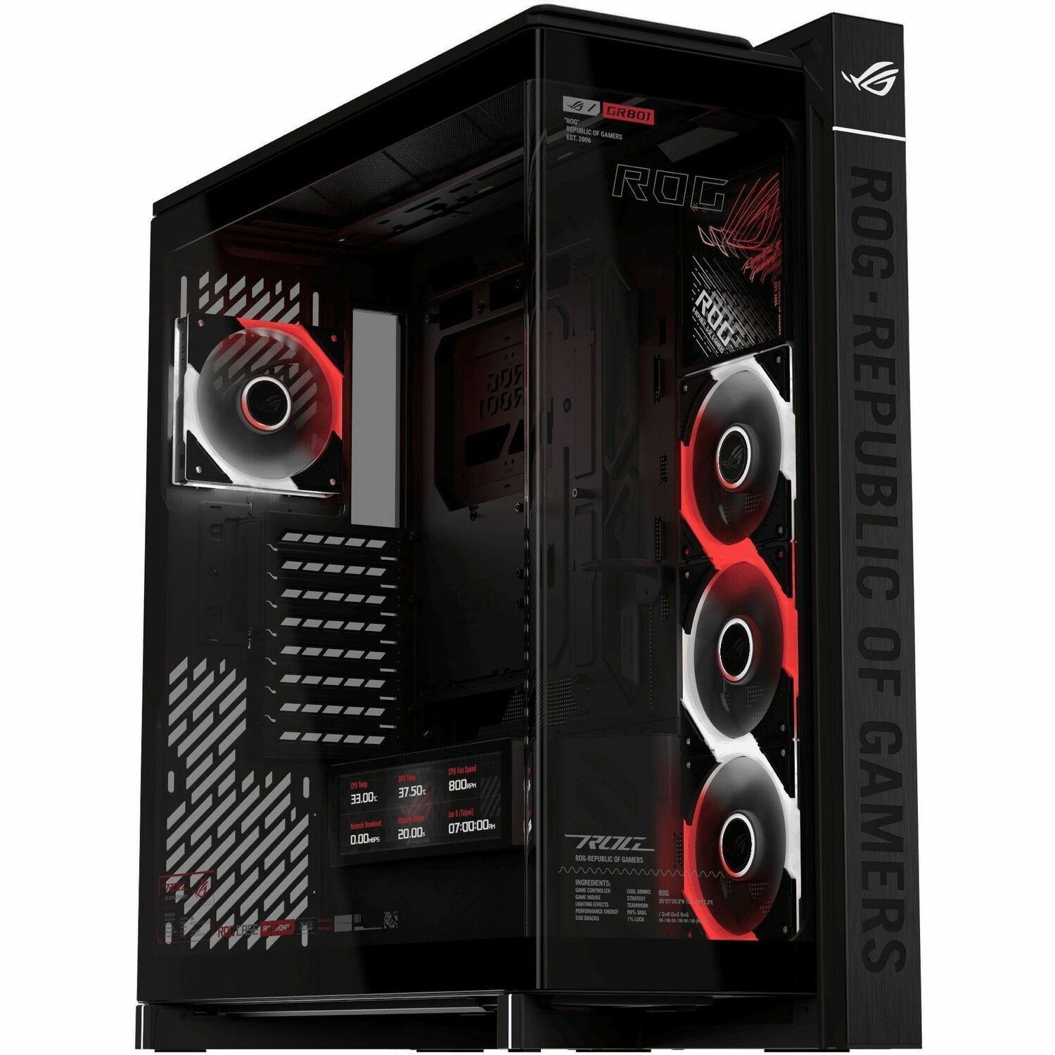 Asus ROG ROG Cronox ARGB Gaming Computer Case - EATX, ATX Motherboard Supported - Mid-tower - Tempered Glass, Aluminium - Black