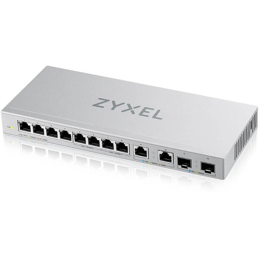 ZYXEL XGS1010-12 12 Ports Ethernet Switch - Gigabit Ethernet, 2.5 Gigabit Ethernet, 10 Gigabit Ethernet - 10/100/1000Base-T, 2.5GBase-T, 10GBase-X