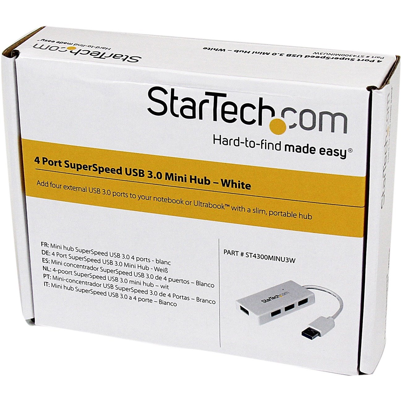 StarTech.com Portable 4 Port SuperSpeed Mini USB 3.0 Hub - 5Gbps - White