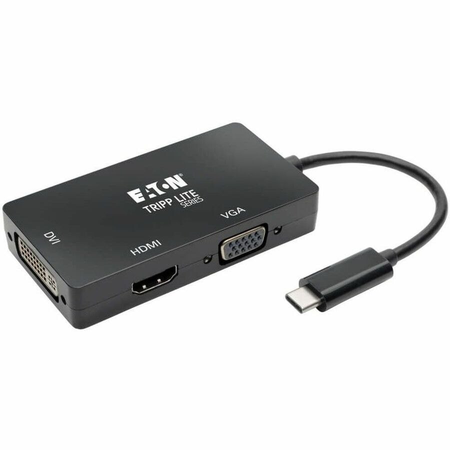 Eaton Tripp Lite Series USB-C Multiport Adapter (M/3xF) - 4K HDMI, DVI, VGA, HDCP, Black