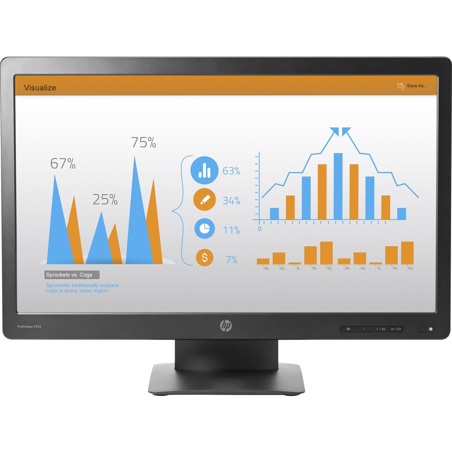 HP Business P232 23" Class Full HD LCD Monitor - 16:9 - Black