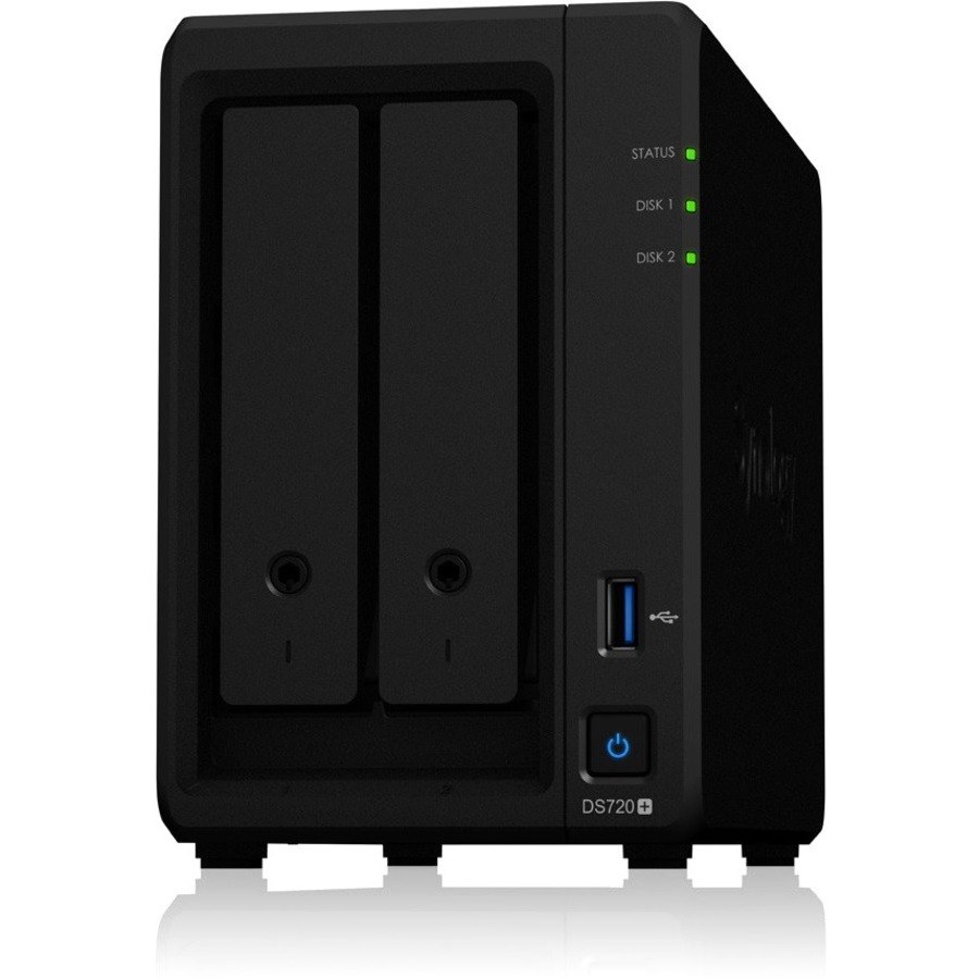 Synology DiskStation DS720+ 2 x Total Bays SAN/NAS Storage System - 2 TB HDD - Intel Celeron J4125 Quad-core (4 Core) 2 GHz - 2 GB RAM - DDR4 SDRAM Desktop