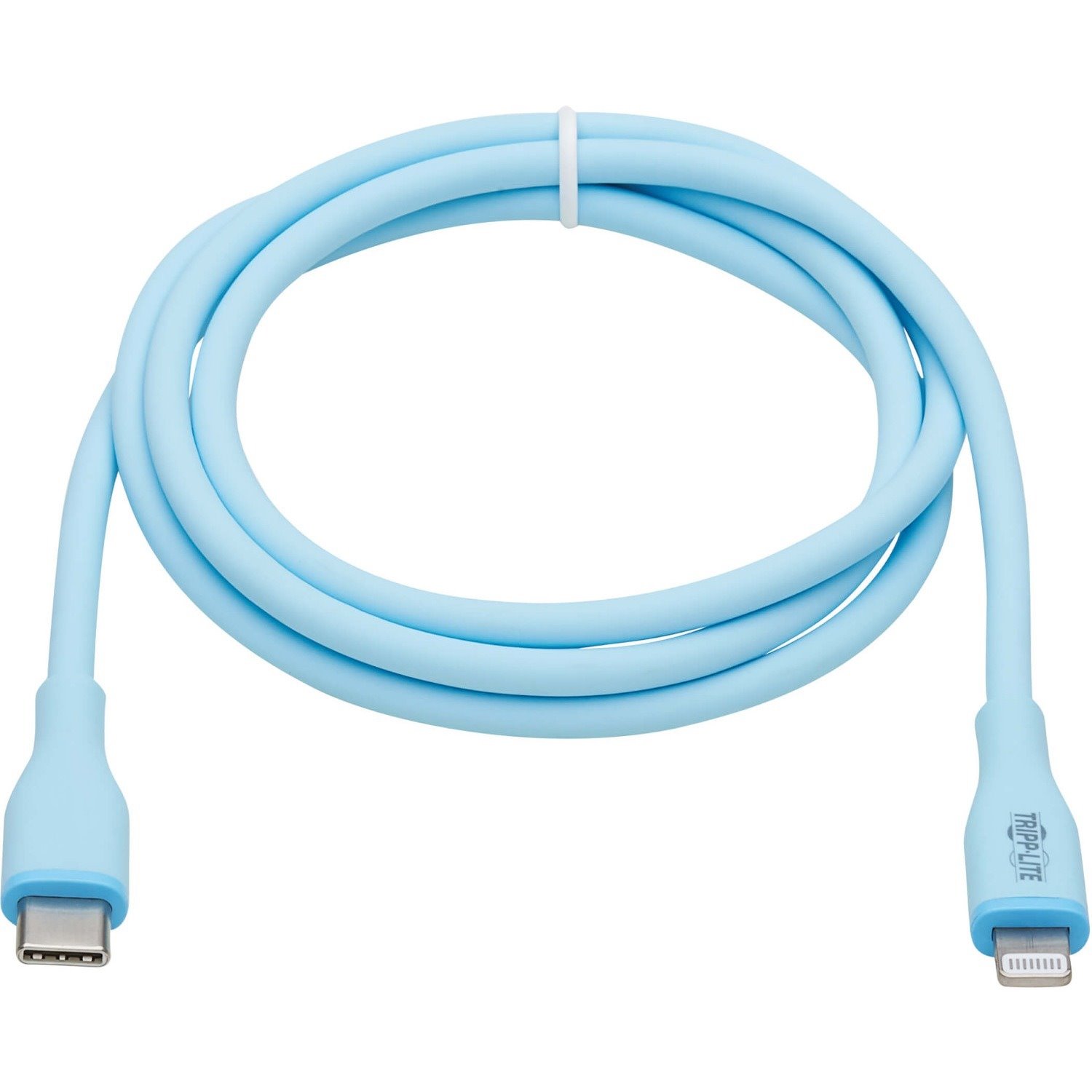 Eaton Tripp Lite Series Safe-IT USB-C to Lightning Sync/Charge Antibacterial Cable, Ultra Flexible, MFi Certified - USB 2.0 (M/M), Light Blue, 3 ft. (0.91 m)