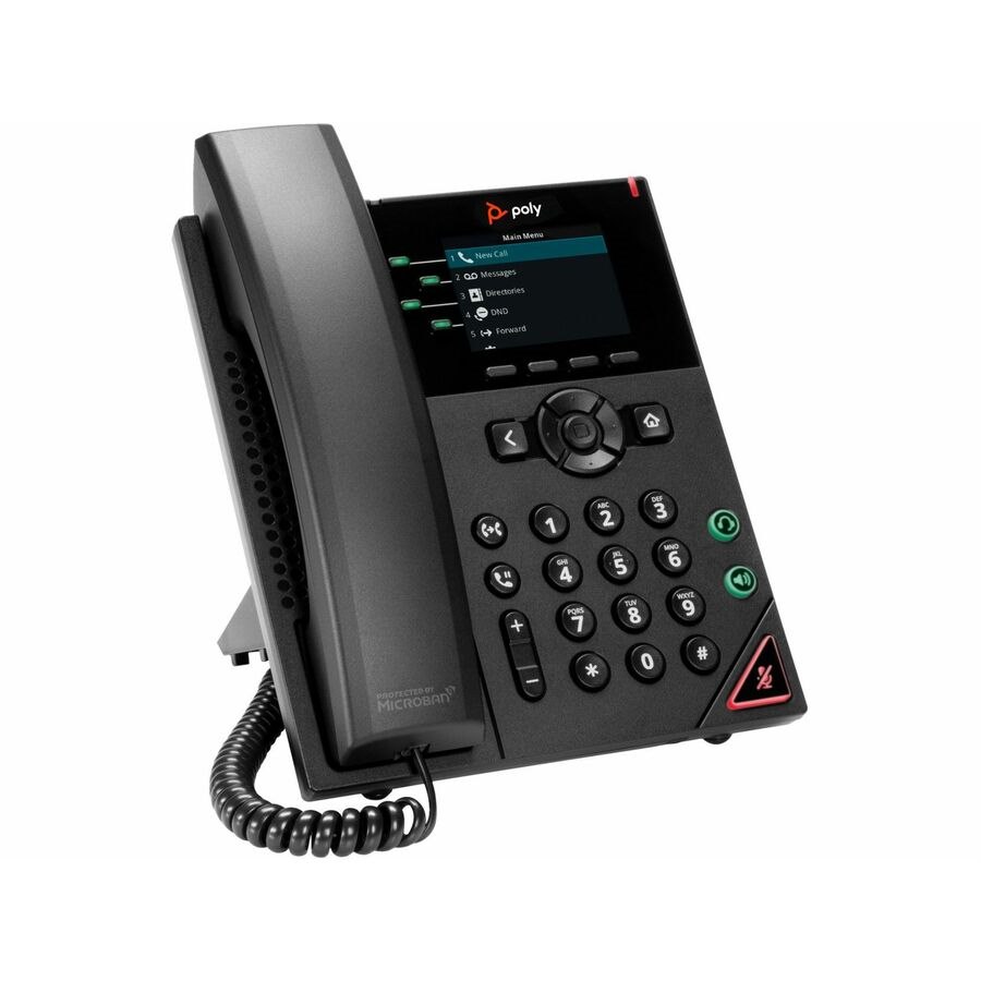 Poly VVX 250 IP Phone - Corded - Corded - Wall Mountable, Desktop - Black - TAA Compliant