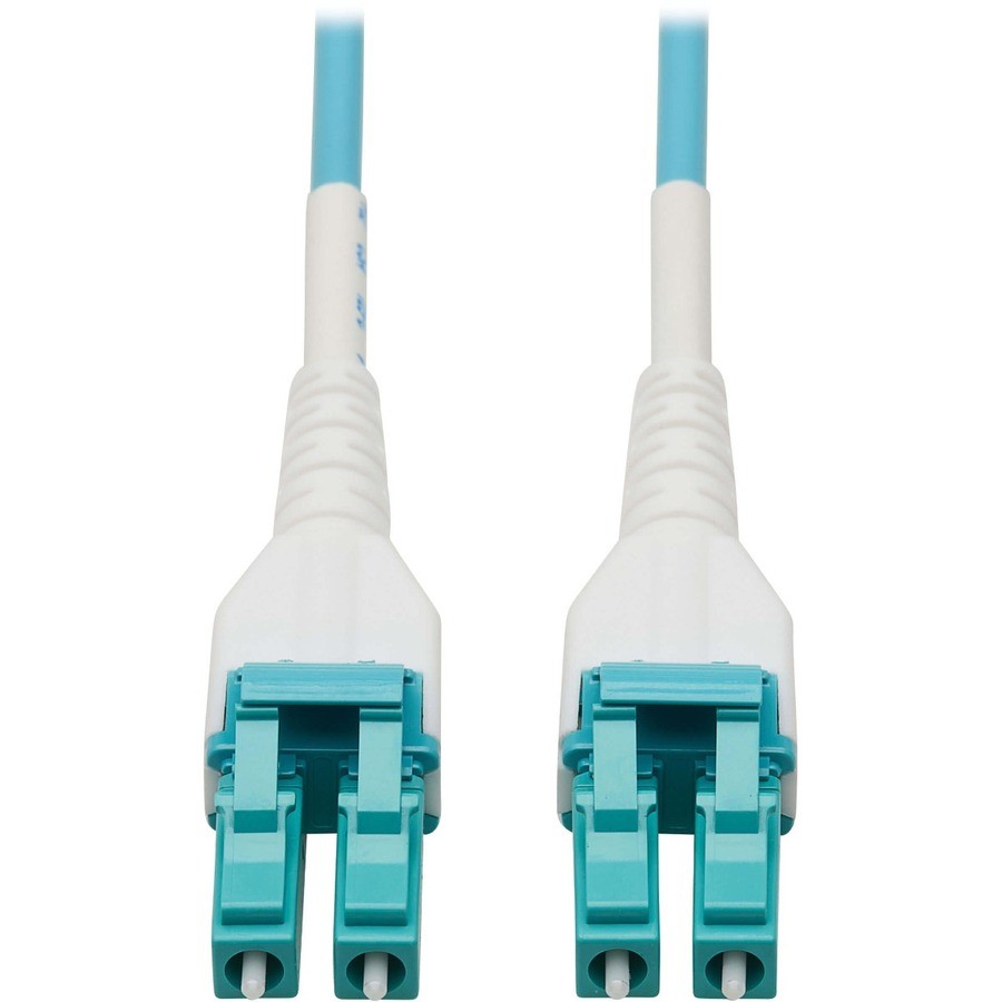 Eaton Tripp Lite Series 100G Duplex Multimode 50/125 OM4 Armored Fiber Optic Cable (LC/LC Duplex M/M), LSZH, Aqua, 30 m (98.4 ft.)