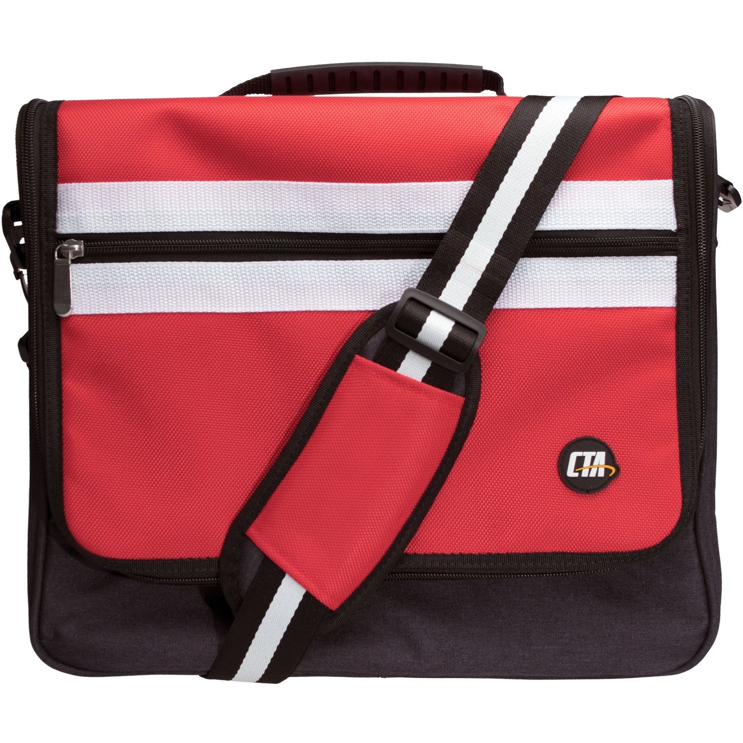 CTA Digital Carrying Case (Messenger) Gaming Console, Game Pad, Game Cartridge, Accessories, Gaming Controller - Red