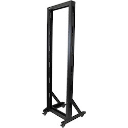 StarTech.com 2-Post 42U Mobile Open Frame Server Rack, Two Post 19in Network Rack with Casters, Rolling Open Rack for AV/Data/IT Equipment