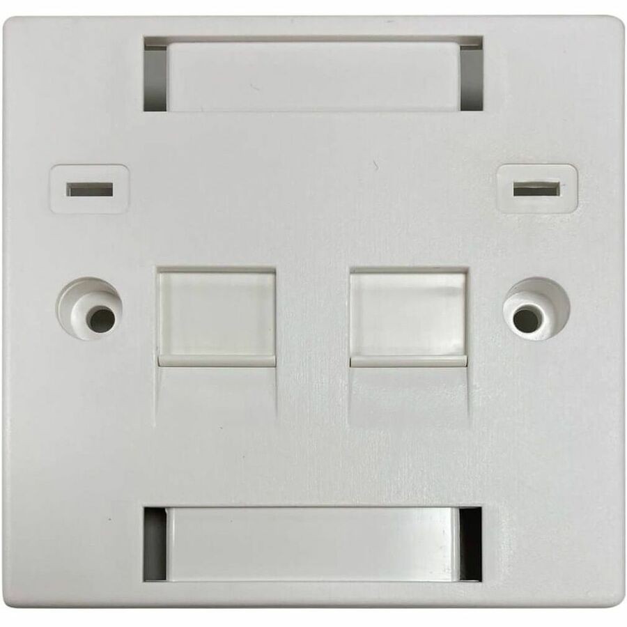 Eaton Tripp Lite Series 2-Port UK-Style Keystone Wall Plate, Unloaded Shuttered Module, Icon Tabs, White, TAA