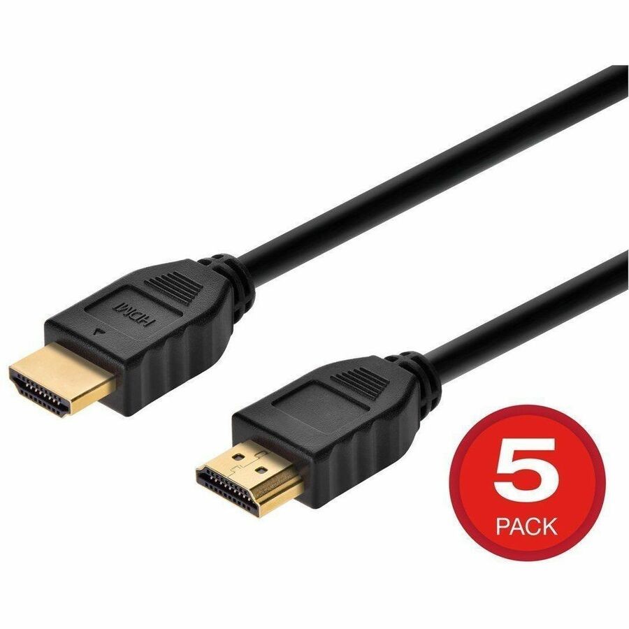 Monoprice 4K@60Hz High Speed Hdmi CL2 In-Wall Rated HDR Cable, Black, 5FT, 5-Pack