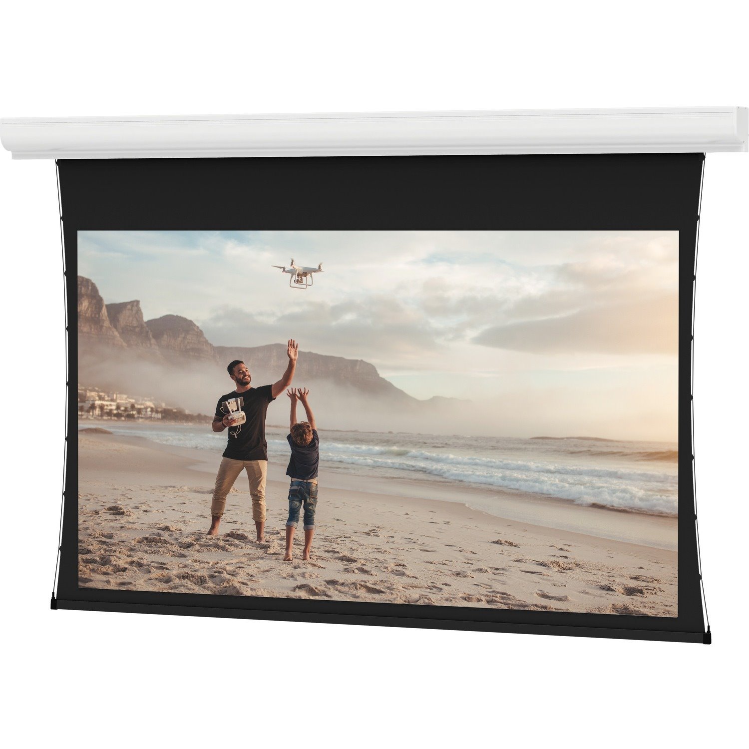 Da-Lite Tensioned Contour Electrol Series Projection Screen - Wall or Ceiling Mounted Electric Screen - 137in Screen