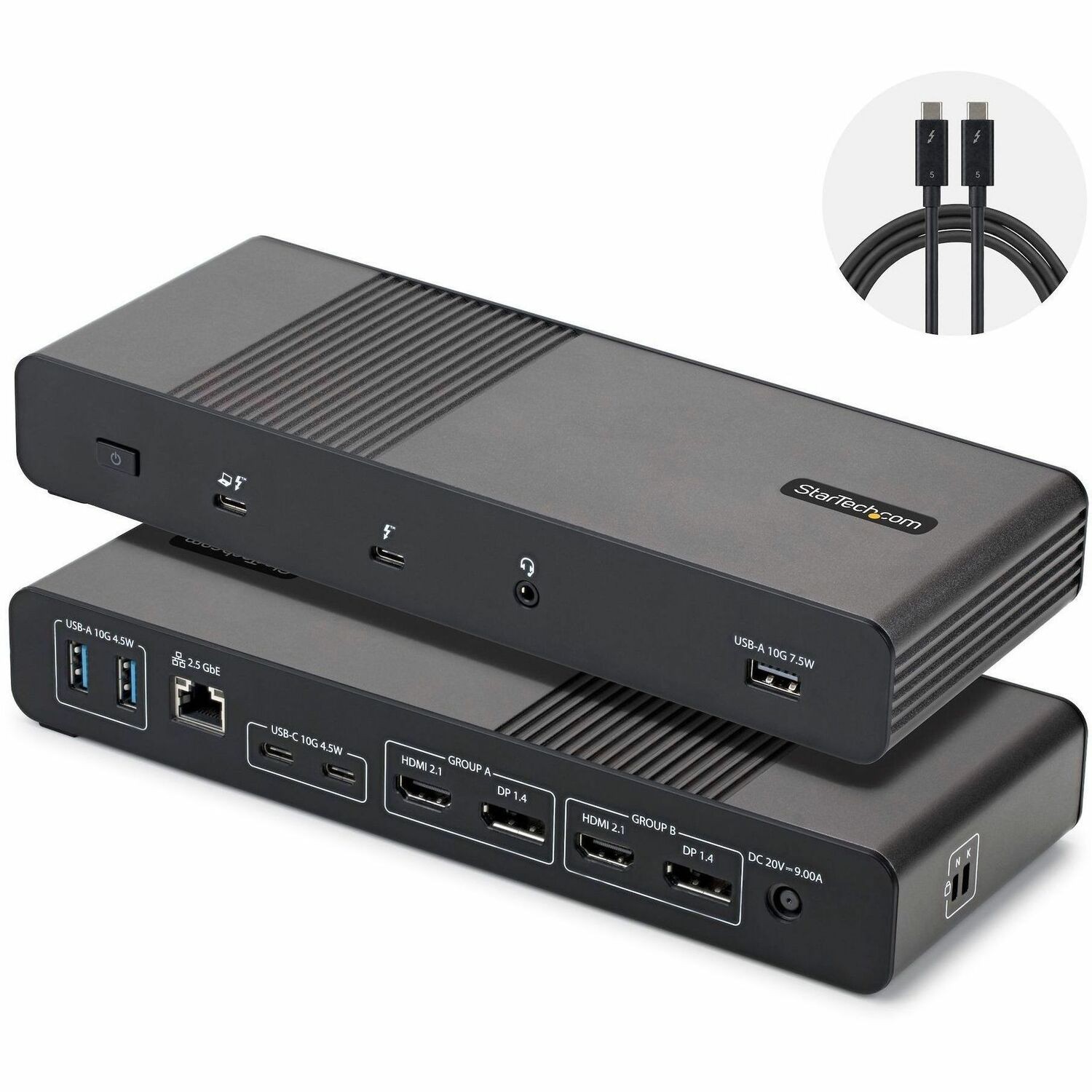 StarTech Thunderbolt 5 Universal Docking Station for Mac & Windows with Quad Monitors, 140W PD, 120Gbps, 2.5Gb Ethernet, USB-C & USB-A