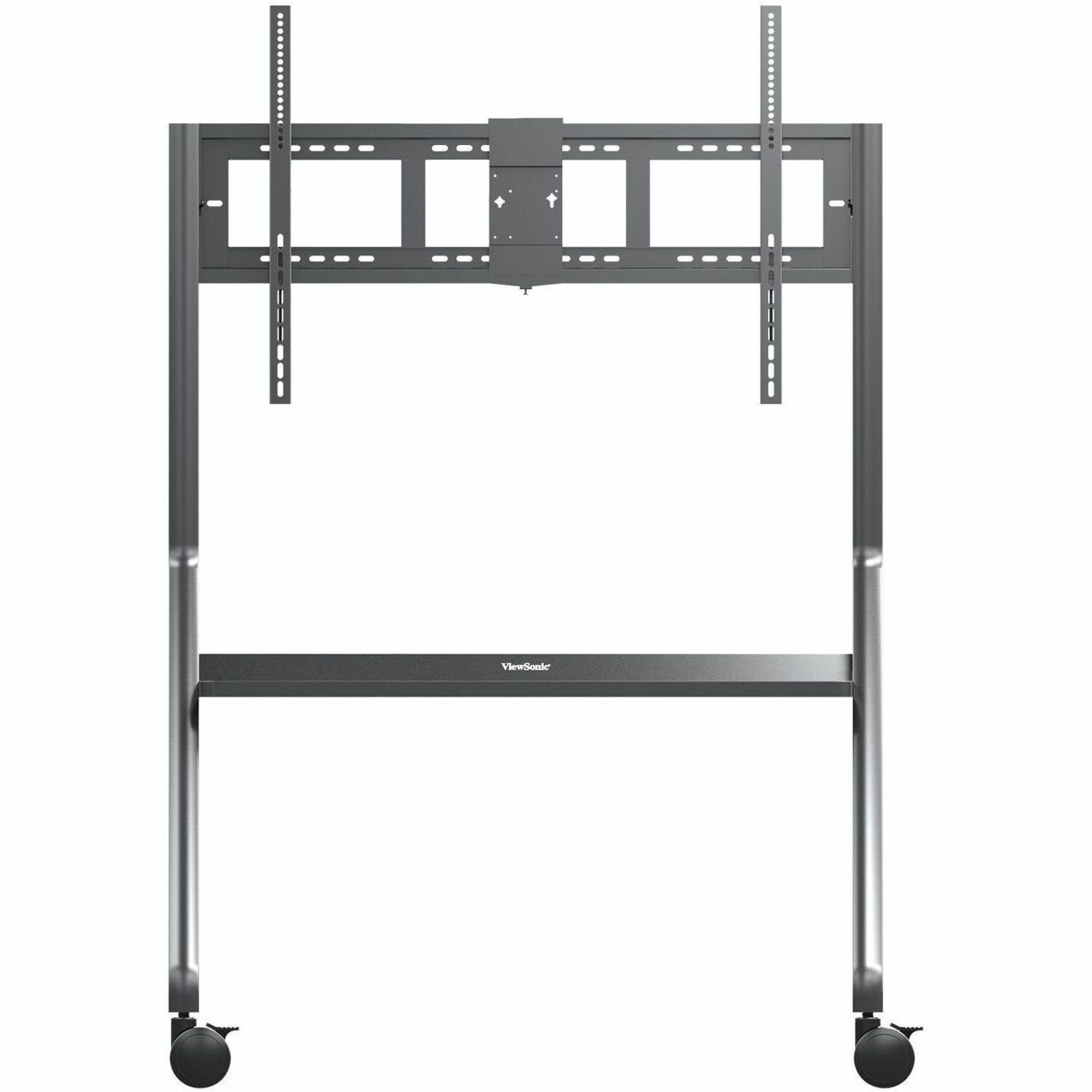 ViewSonic VB-STND-009 Slim Mobile TV Cart for 55 to 86 inch screens up to 265 lbs, VESA Pattern Compatible for 400x200 to 900x600mm, Storage Tray, and Lockable Wheels