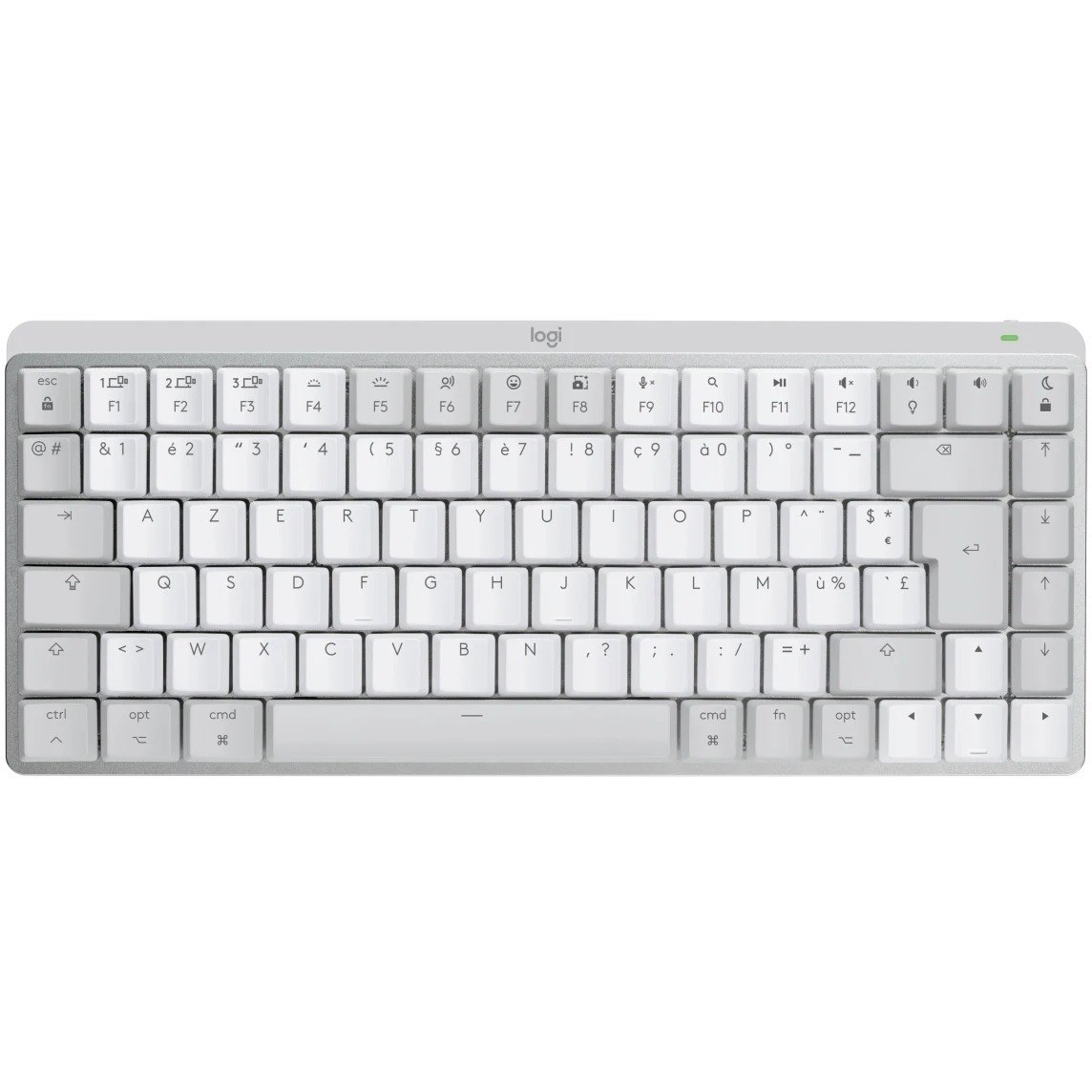 Logitech MX Mechanical Mini Keyboard - Wireless Connectivity - USB Type C Interface - LED - International - QWERTY Layout - Light Grey