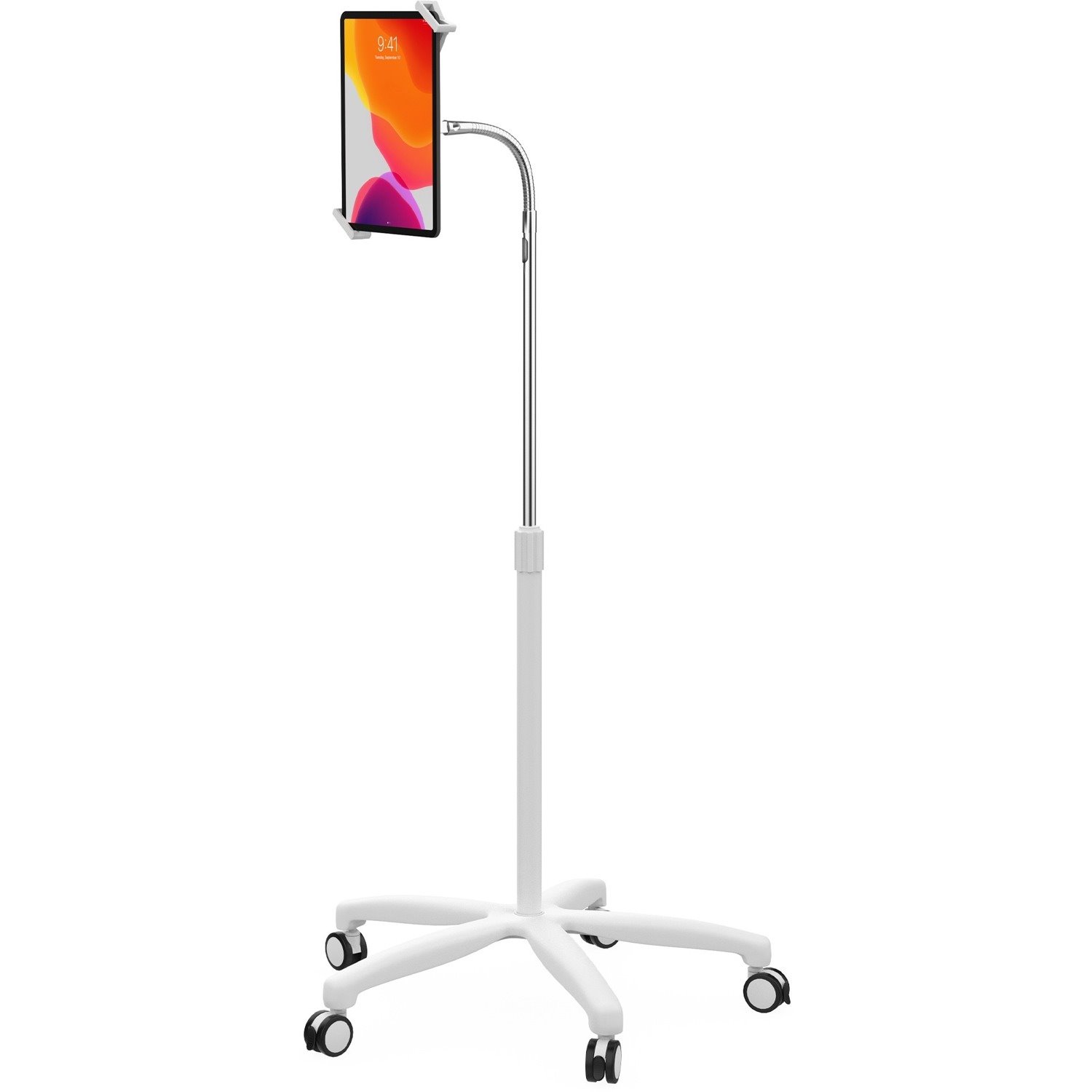 CTA Digital Heavy-Duty Medical Mobile Floor Stand for 7-13 Inch Tablets (White)