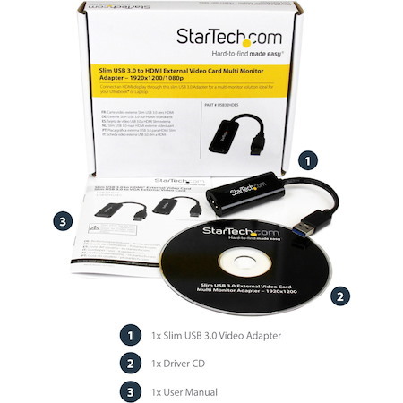 StarTech.com USB 3.0 to HDMI Adapter, USB to HDMI Monitor Converter for Windows, 1080P (no support for macOS/ChromeOS/Linux) - TAA