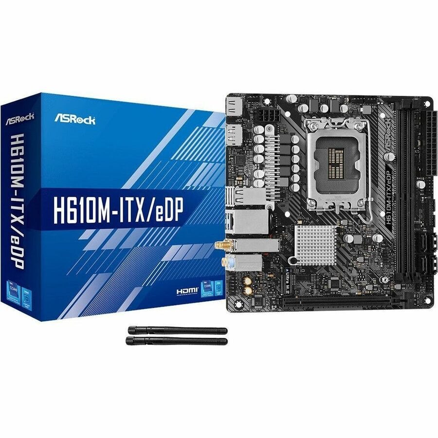 ASRock H610M-ITX/eDP Desktop Motherboard - Intel H610 Chipset - Socket LGA-1700 - Mini ITX