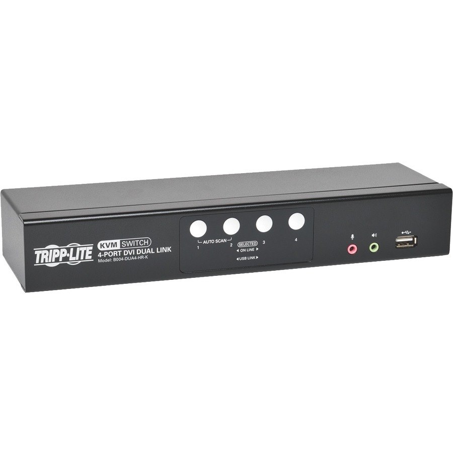 Eaton Tripp Lite Series 4-Port DVI Dual-Link / USB KVM Switch with Audio and Cables, TAA