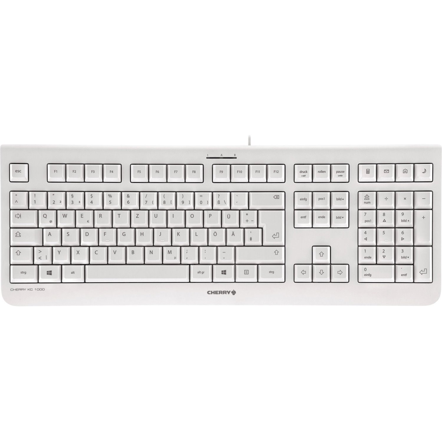 CHERRY KC 1000 Keyboard - Cable Connectivity - USB Interface - Spanish - Light Grey