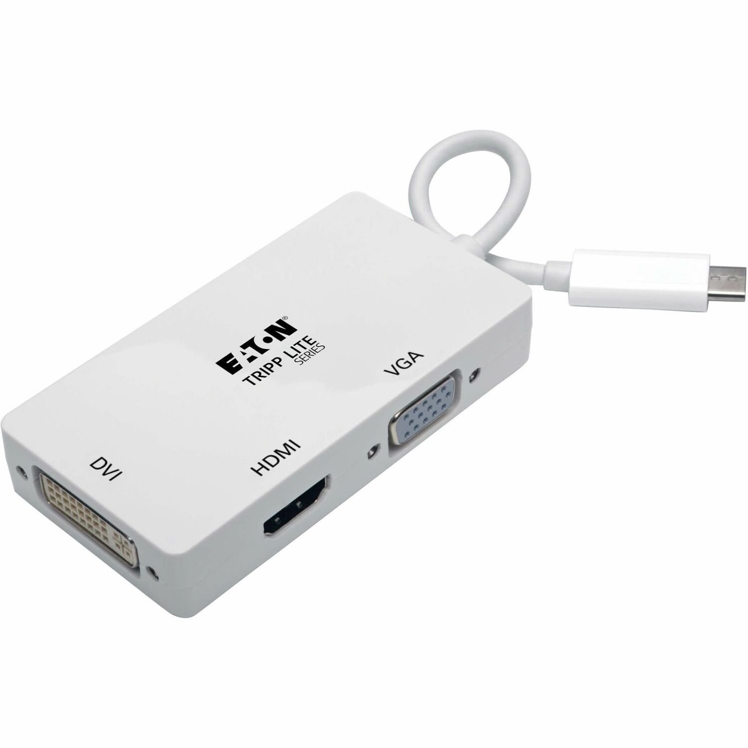 Eaton Tripp Lite Series USB-C Multiport Adapter (M/3xF) - 4K 60 Hz HDMI, 1080p VGA + DVI Ports, White