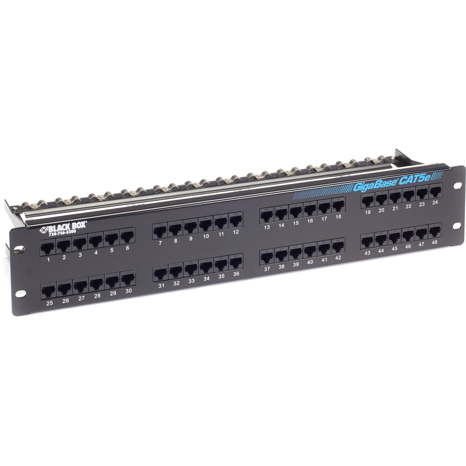 Black Box GigaBase CAT5e Patch Panel - 2U, Unshielded, 48-Port