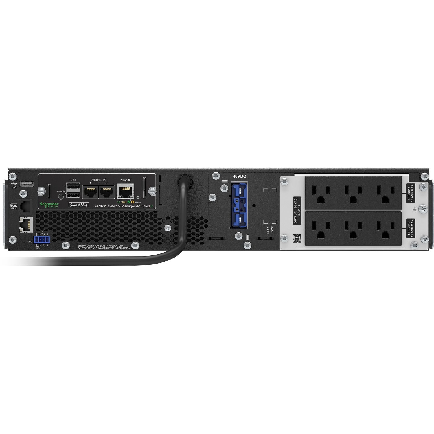 APC Smart-UPS On-Line, 1000VA, Rackmount 2U, 120V, 6x 5-15R NEMA outlets, Network Card, Extended runtime, W/ rail kit