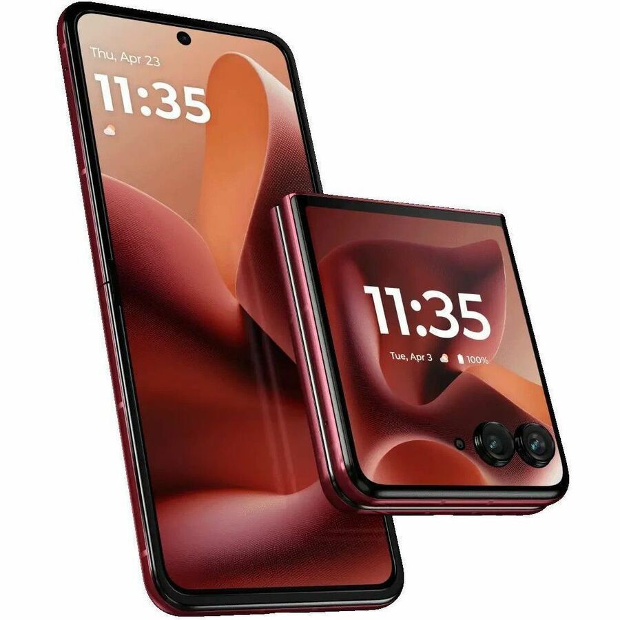 Motorola Mobility razr ultra (2025) 512 GB Smartphone - 7" Flexible Folding Screen P-OLED Super HD 2992 x 1224 - Octa-core (OryonDual-core (2 Core) 4.32 GHz + Oryon Hexa-core (6 Core) 3.53 GHz - 16 GB RAM - Android 15 - 5G - PANTONE Rio Red