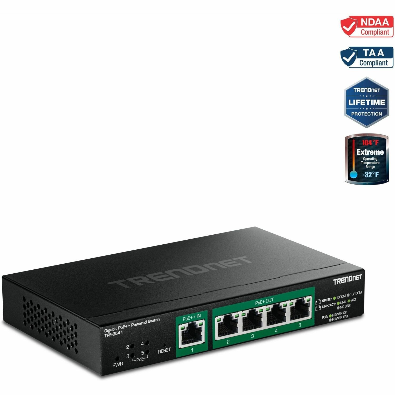 TRENDnet 5-Port Gigabit Poe++ PMS