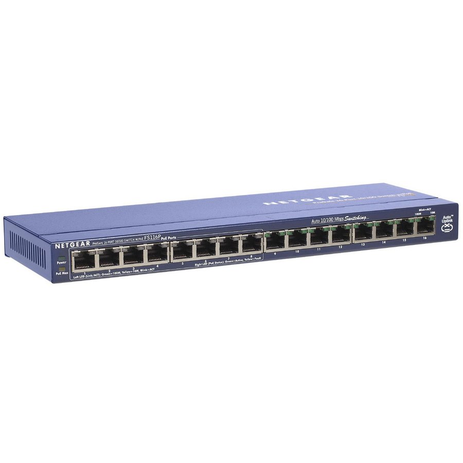 NETGEAR 16-Port 10/100 PoE ProSAFE Switch, FS116P